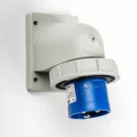 Clavija empotrar acodada 16A 2P+T 230VCA 6h Azul IP67