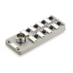 SAI-8-S 5P M12 Distribuidor pasivo LED con 8 sockets M12 5P Salida M23 IP68