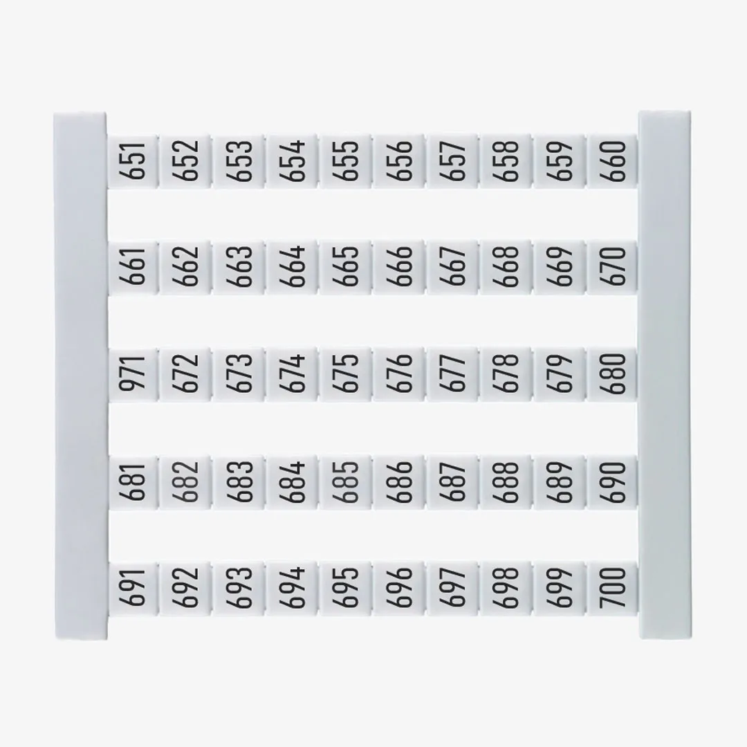 DEK 5 FS 651-700 Etiquetas para clema 5Hx5Wmm 651-700 Vertical 50Pz