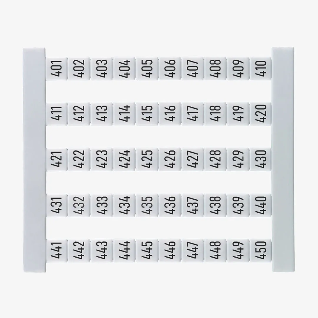 DEK 5 FS 401-450 Etiquetas para clema 5Hx5Wmm 401-450 Vertical 50Pz