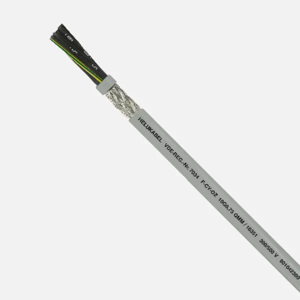 F-CY-JZ Cable blindado con malla 25×18, 80°C 500v, cobre, PVC/Gris negro num+v/a