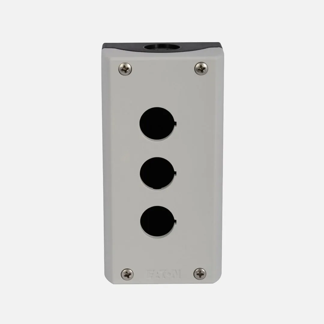 M22-I3-PG Caja Botónera 3 orificios 80HX153WX56Dmm color Gris entrada gland PG.
