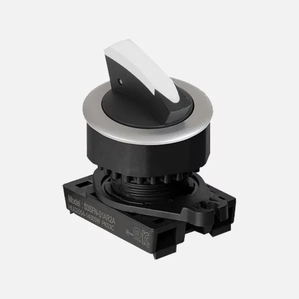 S3SFN-S7W Selector tipo palanca corta 3 posiciones 30mm mantenido blanco