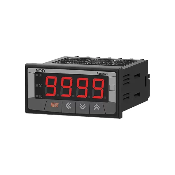 MT4Y-DV-40 Voltímetro DC de panel 72WX36Hmm 100-240VCA Relevador (HI, GO, LO)