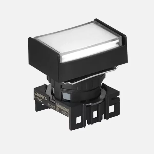 S16PRT-H1W Botón rectangular (media guarda) saliente 16mm momentáneo blanco