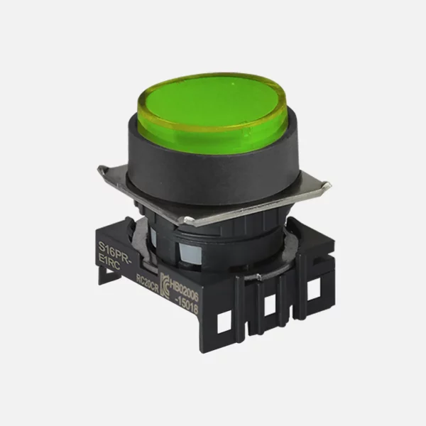 S16PR-E1G Botón pulsador redondo saliente 16mm momentáneo verde