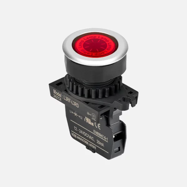 L3RF-L3RLM Luz piloto tipo rasante redondo plano 30mm rojo 110-220VAC