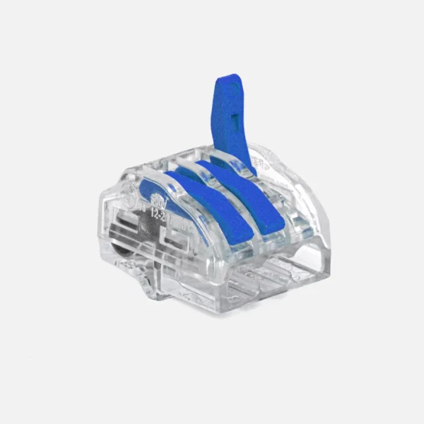 Conector rápido con palancas 3 polos 0.08-4mm² 28-12AWG 32A 450VCA Transparente