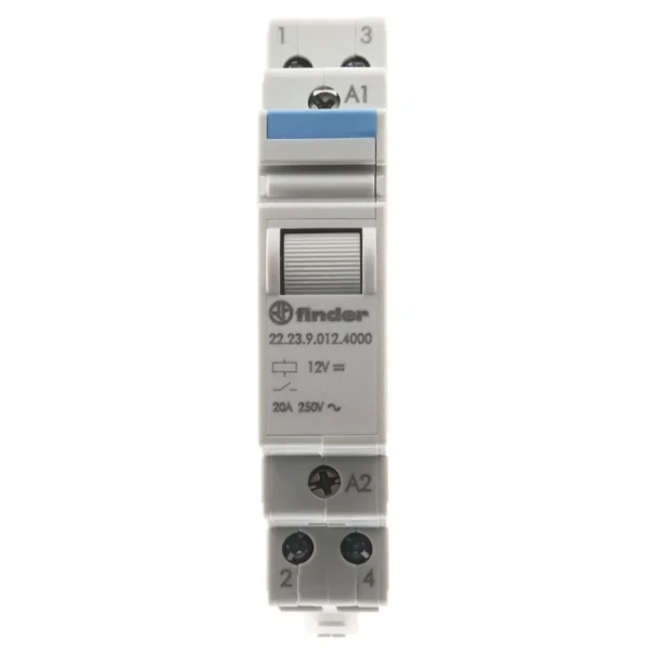 Relevador auxiliar modular 12VCD 1NA+1NC AgSn02 20A 250VCA IP20