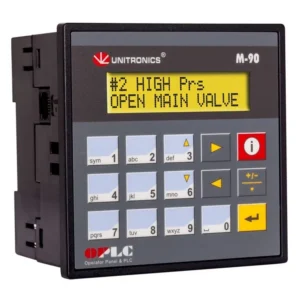 PLC+HMI textual 2 lineasx 16 caracteres+Teclado 22DI 16DO (16 transist pnp)