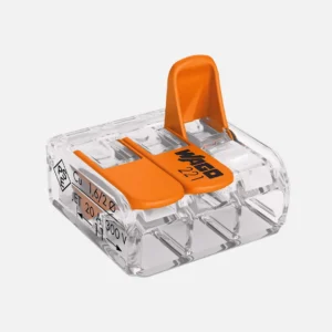 Conector rapido con palancas 3 polos 0.08-4mm2 24-12AWG 20A 600VCA Transparente