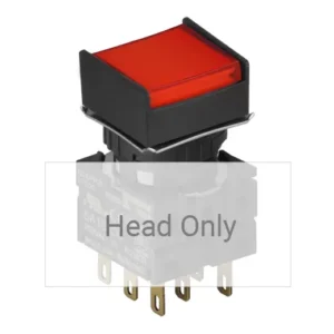 S16PRS-H1R Botón pulsador cuadrado saliente media guarda 16mm momentaneo rojo