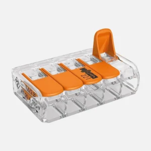 Conector rapido con palancas 5 polos 0.08-4mm2 24-12AWG 20A 600VCA Transparente