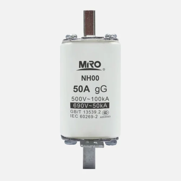 Fusible cuadrado uso general Clase gG DIN 00 50A 500/690VCA 120kA