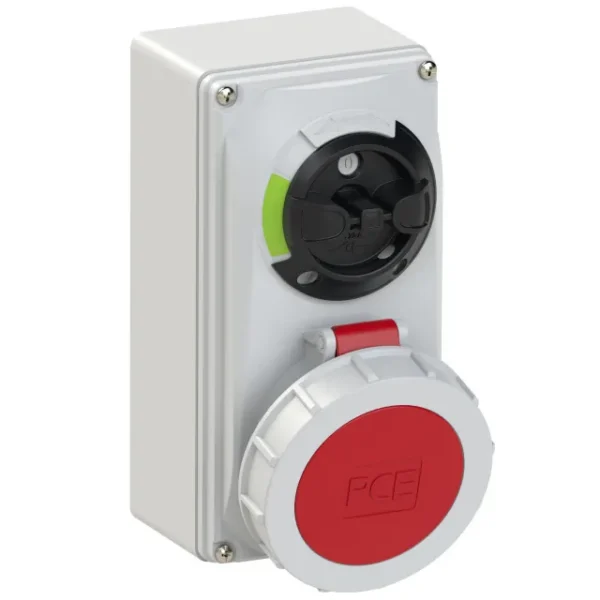 3835 Base mural/enc. 3P+T 6H 32A 400V IP67 Rojo