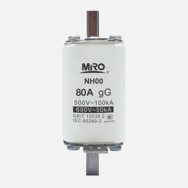 Fusible cuadrado uso general Clase gG DIN 00 80A 500/690VCA 120kA