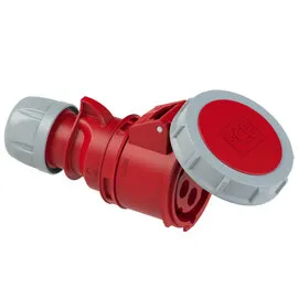 3705 Base aérea 3P+T 3h 32A 440V IP67 Rojo Contactos latón niquelado.