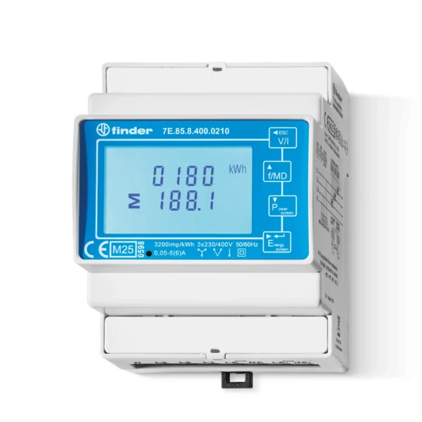 Medidor energía trifásico Modbus 1A 3×230/400VAC carril DIN IP50