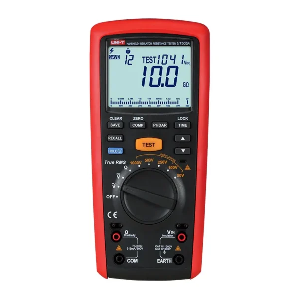 Probador de resistencia de aislamiento 1000V 200GO true RMS LCD 6000 CAT IV 600V