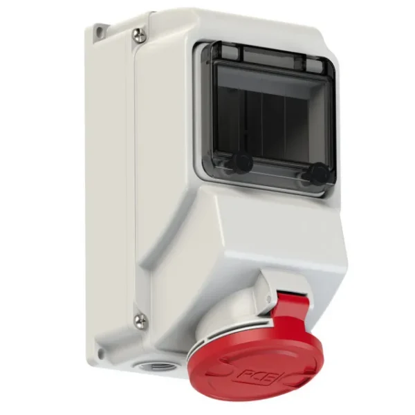 Base mural 3P+N+T 6H 32A 400V IP44 Rojo