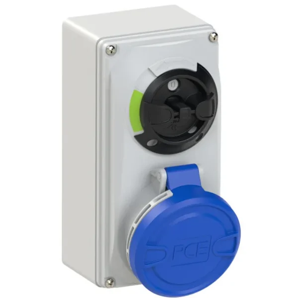 2364 Base mural/enc. 2P+T 6H 32A 250V IP44 Azul