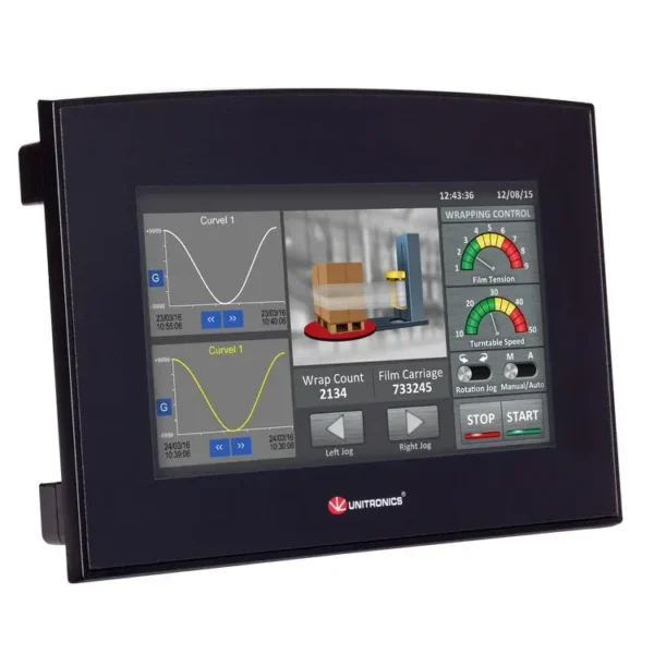 PLC HMI 7 in 24VDC 12DI 2AI 8DO PNP montaje en panel IP66