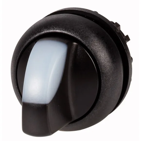 M22S-WLK-W Selector T/Palanca iluminado 2 pos B/negro 22mm Momentáneo Blanco