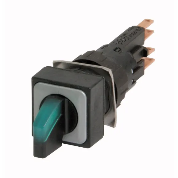 Q18LWK3R-GN Selector 18X18mm iluminado S/foco Maneta 3pos 16mm Mantenido Verde