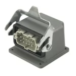 HDC HB 10 AWVL Base abierta 90° acodada para insertos de 10P 1Gancho Grupo 4 IP6