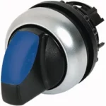 M22-WRLK-B Selector T/Palanca iluminado 2 pos B/plata 22mm Mantenido Azul