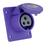 Base empotrar recta 32A 3P 24VCA Violeta IP44