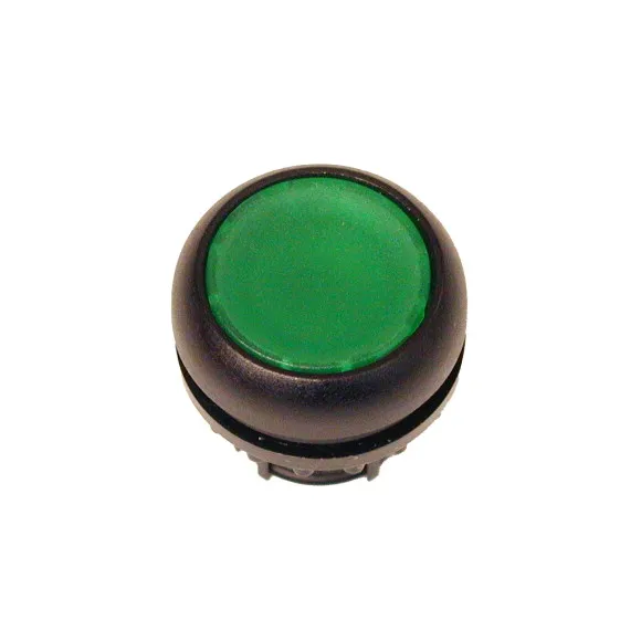M22S-DR-G RMQ-Titan Botón pulsador Plano Bisel negro 22mm Mantenido Verde