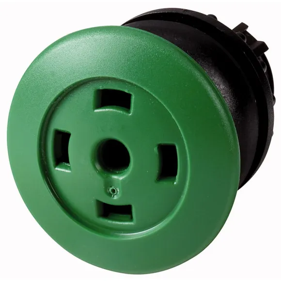 M22S-DP-G-X Botón sin placa Hongo Bisel negro 22mm Momentáneo Cabezal/Verde