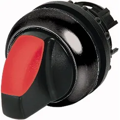 M22S-WLK-R Selector T/Palanca iluminado 2 pos B/negro 22mm Momentáneo Rojo