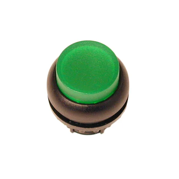 M22S-DLH-G Botón pulsador iluminado Saliente B/negro 22mm Momentáneo Verde