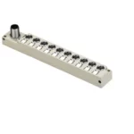 SAI-10-S12 3P M8 L Distribuidor pasivo LED con 10 sockets M8 3P Salida M12 IP68