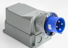Clavija mural 125A 3P+T 230VCA 9h Azul IP66-IP67