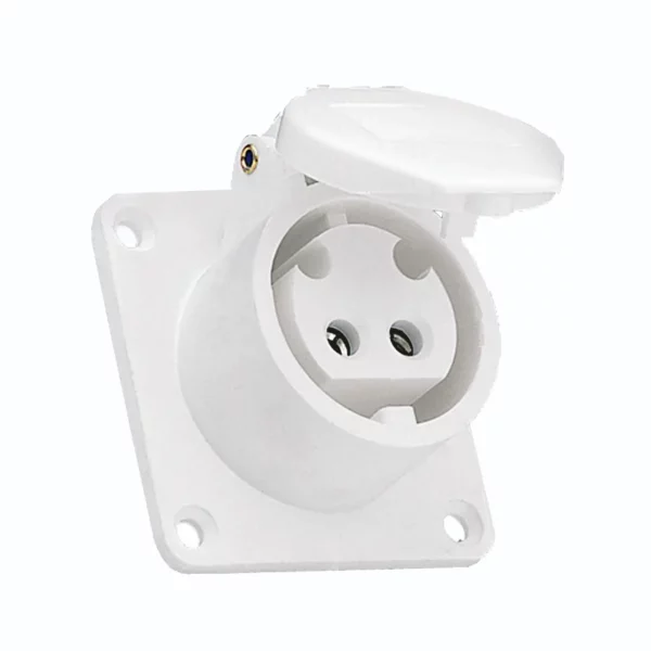 Base empotrar recta 32A 3P 42VCA 12h Blanco IP44