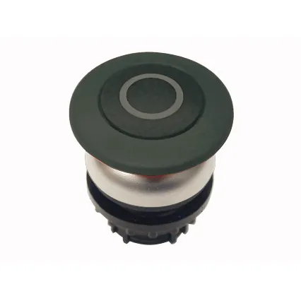 M22-DP-S-X0 Botón Hongo B/plata 22mm Momentáneo -0- Placa/Negro Cabezal/Negro