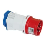 Clavija combo tipo schuko 16A 3P+N+T 220/400VCA 6h Rojo IP44