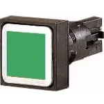 Q18D-GN RMQ16 Botón cuadrado 18x18mm Plano B/negro 16mm Momentáneo Verde