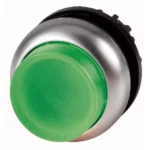 M22-DRLH-G Botón pulsador iluminado Saliente B/plata 22mm Mantenido Verde