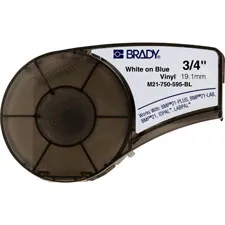 Etiqueta continua de vinilo 3/4″ 0.75W in x 21L ft Blanco en Azul