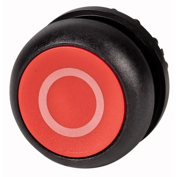 M22S-DR-R-X0 RMQ-Titan Botón pulsador Plano B/negro 22mm Mantenido -0- Rojo