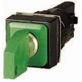 Q18S1-GN Selector cuadrado 18X18mm con Llave 2pos 16mm Momentáneo -0- Verde
