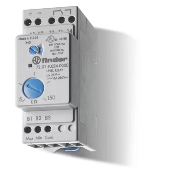 Relé de control de nivel con sensibilidad ajustable 5-150kO 110-125VAC 1NA1NC 16