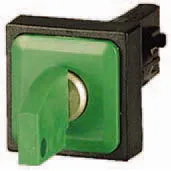 Q25S3R-GN Selector cuadrado 25X25mm con Llave 3pos 16mm Mantenido -I-0-II- Verde