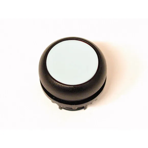 M22S-D-W RMQ-Titan Botón pulsador Plano Bisel negro 22mm Momentáneo Blanco
