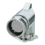 SAIE-M23-S-W Conector vacío para dispositivos, acodado latón