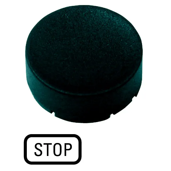 M22-XDH-S-GB0 RMQ-Titan Placa para Botón Diseño-Saliente color Negro -STOP-